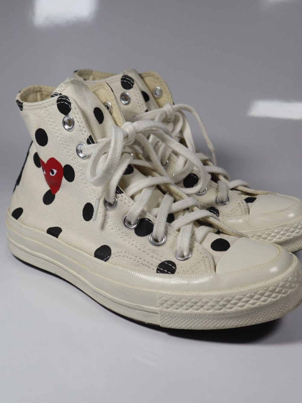 Comme Des Garcons Converse Chuck Taylor Unisex (M)4 (W)6 Polka Dots Off White
